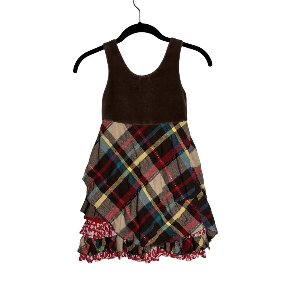 Plaid Patchwork Girls Dress By Eliane Et Lena Paris - Picture 5 of 7